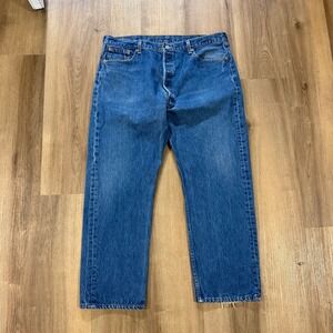 Vintage 1999 Levis 501 Made in USA Blue Denim Button Fly Jeans Mens 42x32